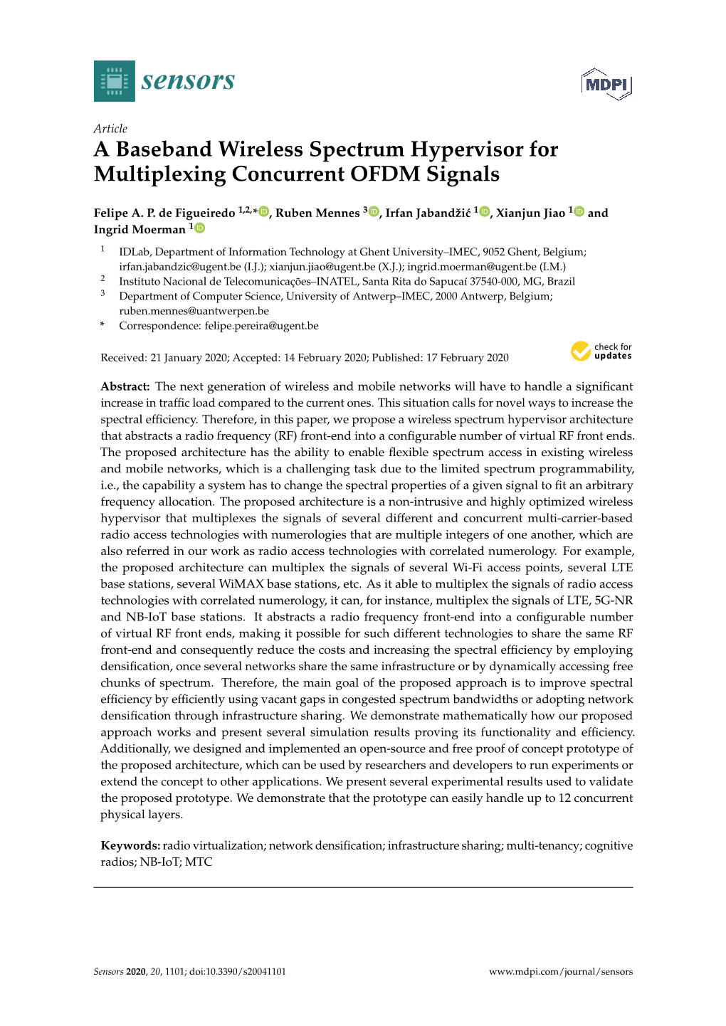 A Baseband Wireless Spectrum Hypervisor for Multiplexing Concurrent OFDM Signals