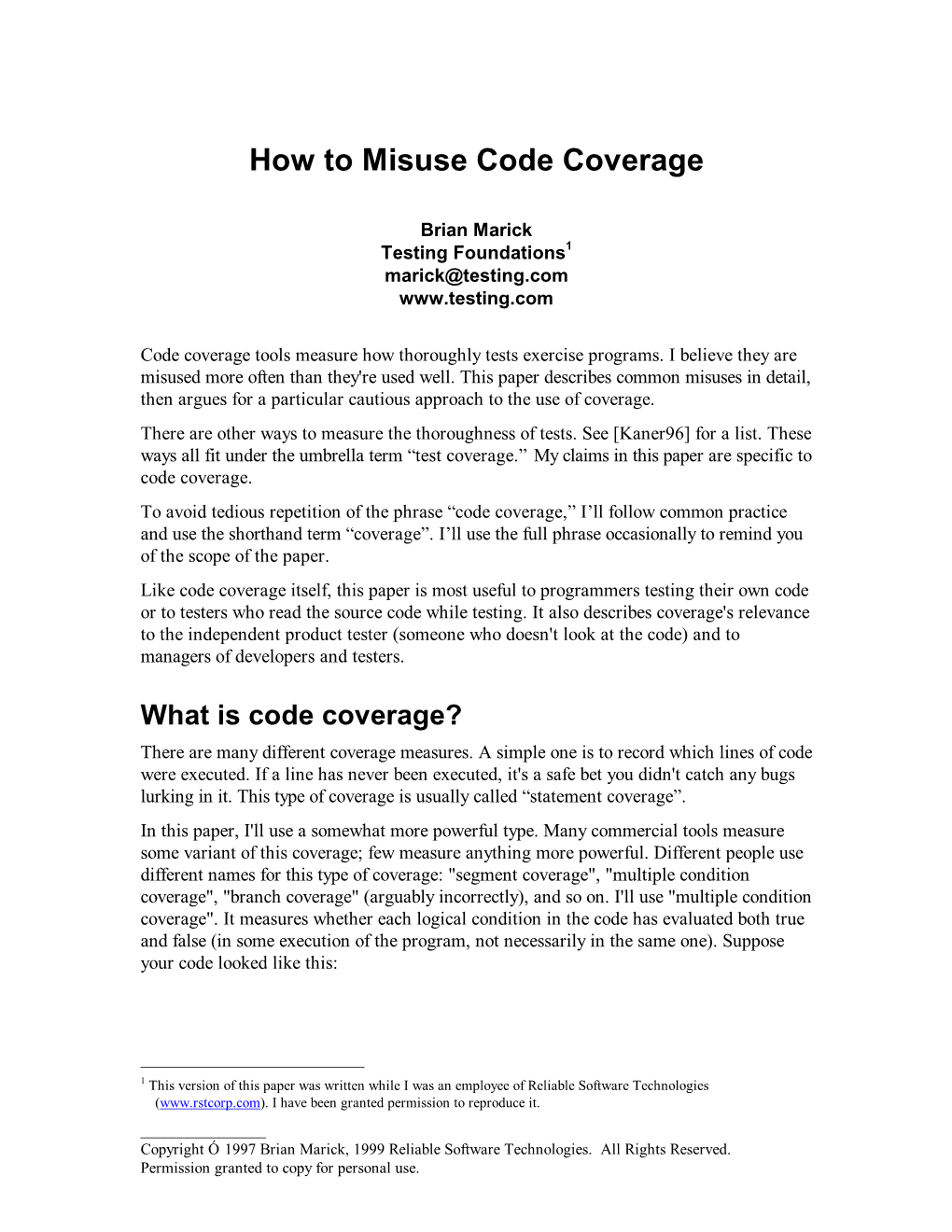 How to Misuse Code Coverage