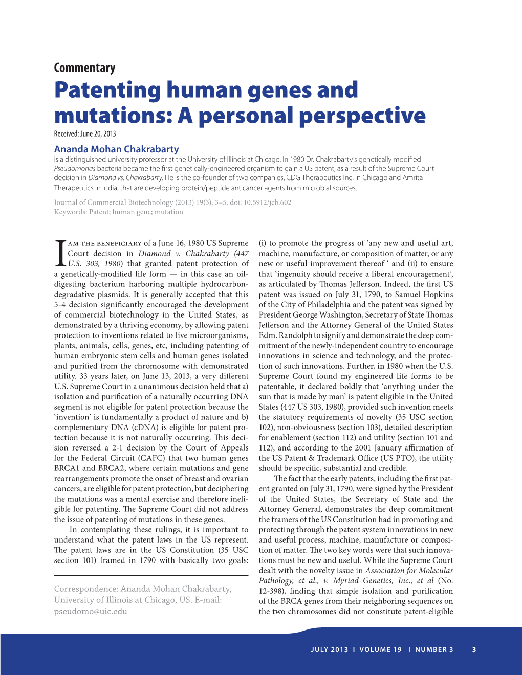 Patenting Human Genes and Mutations