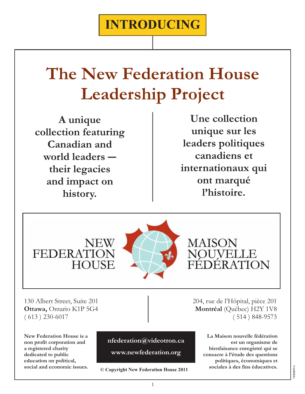 The New Federation House Leadership Project