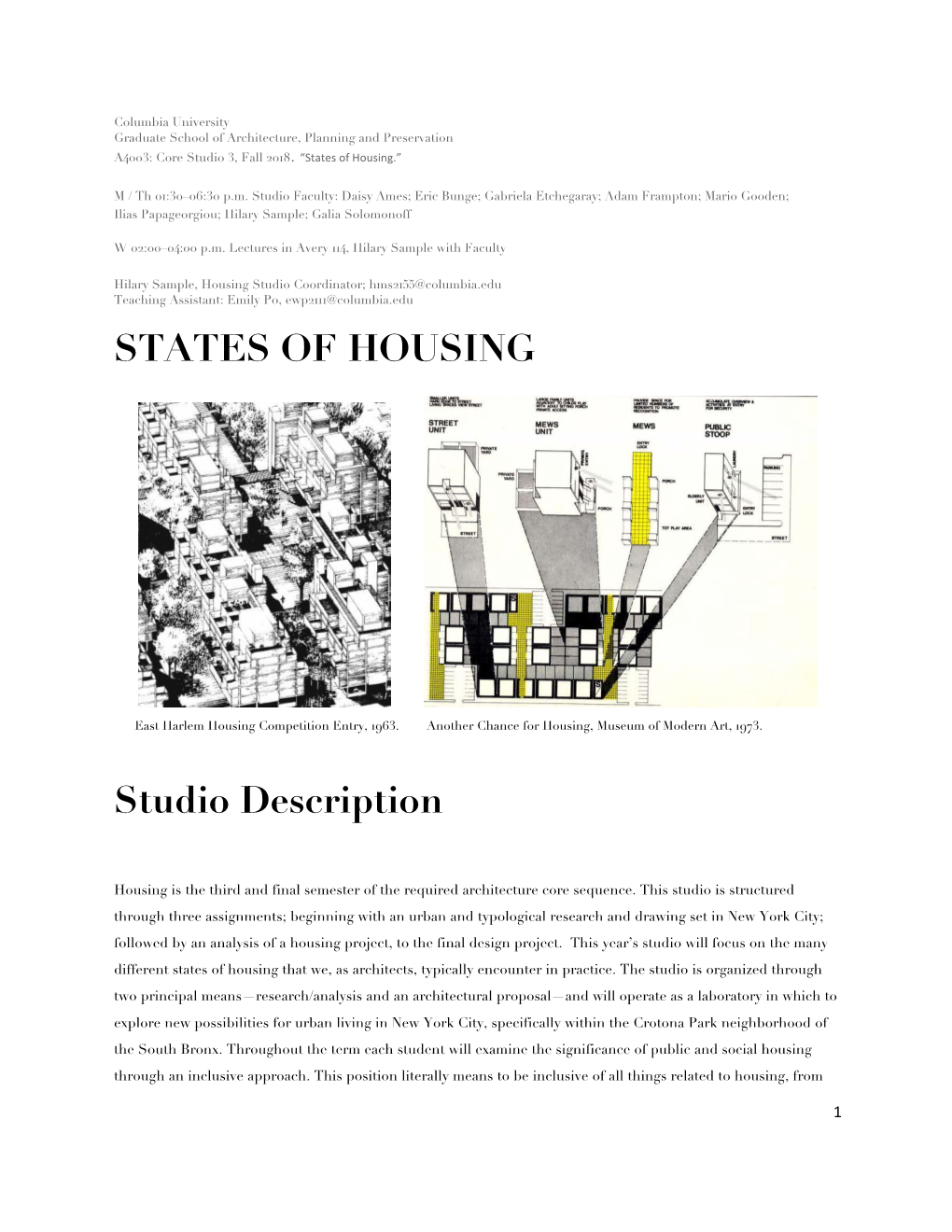 STATES of HOUSING Studio Description