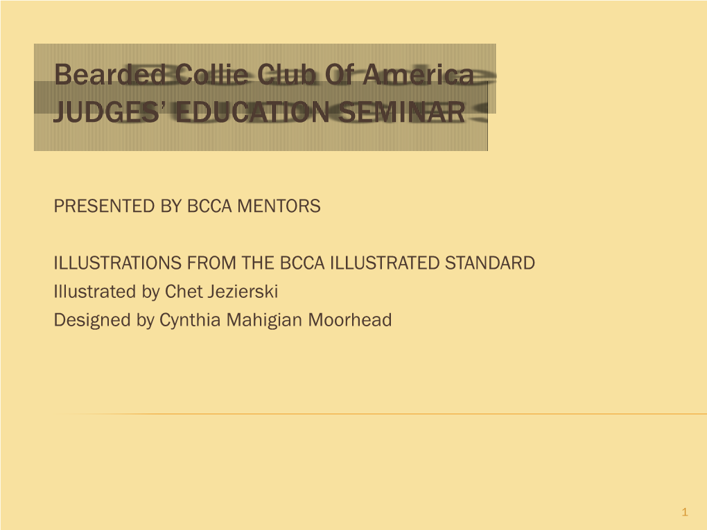 BCCA Judges' Education Seminar and Breed Study