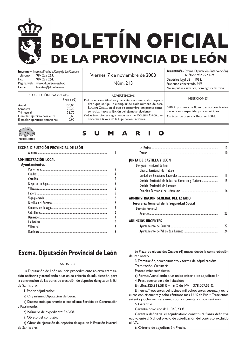 BOLETÍN OFICIAL DE LA PROVINCIA DE LEÓN Imprime.– Imprenta Provincial