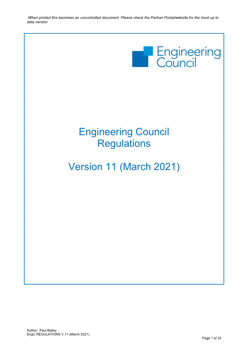 Engineering Council Regulations Version 11 (March 2021)