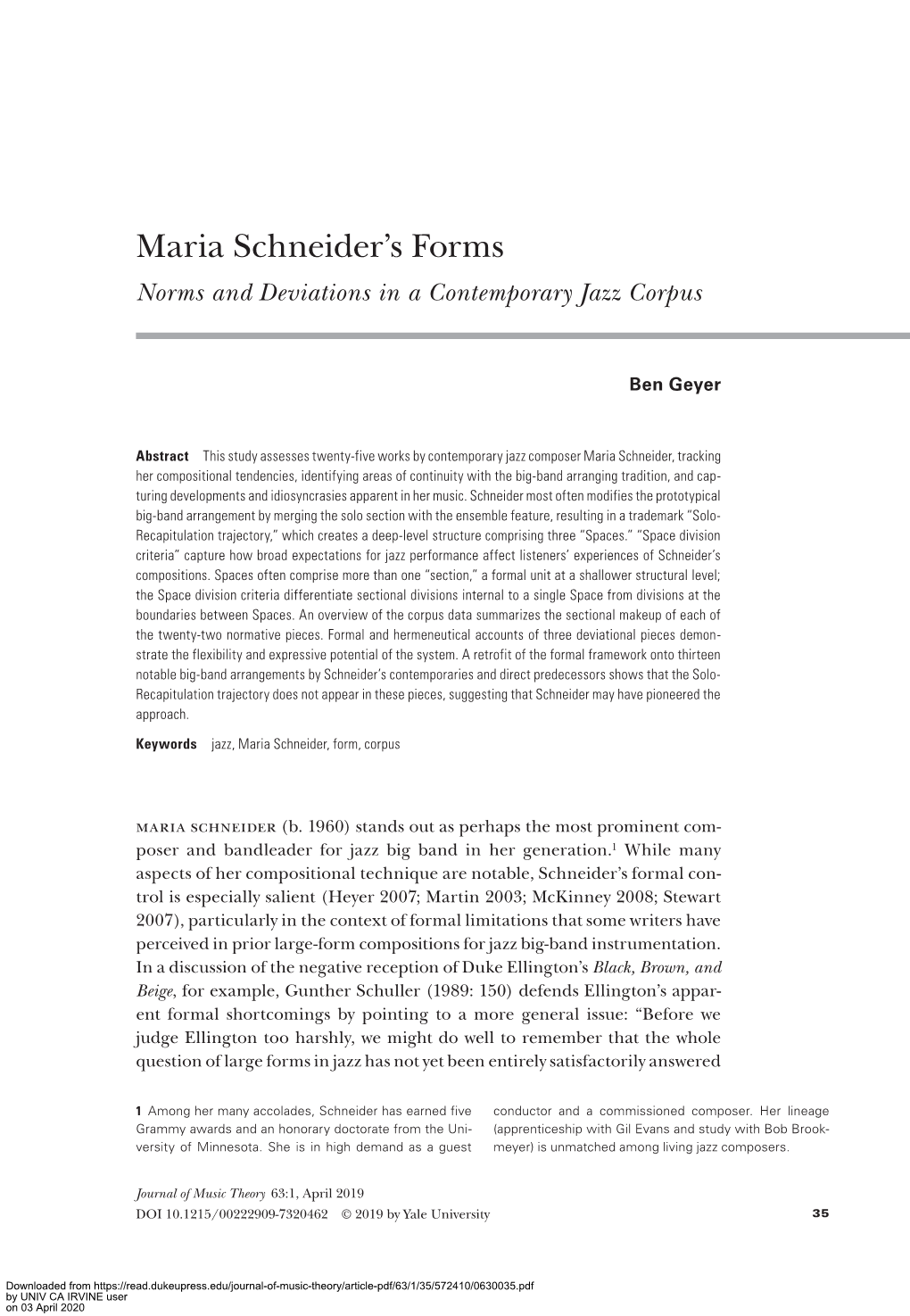 Maria Schneider's Forms