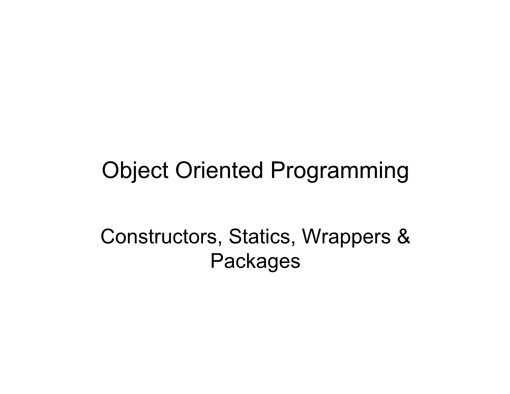 Object Oriented Programming