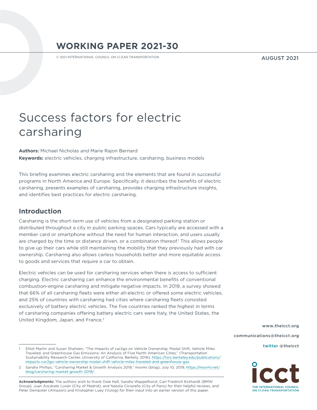 Success Factors for Electric Carsharing