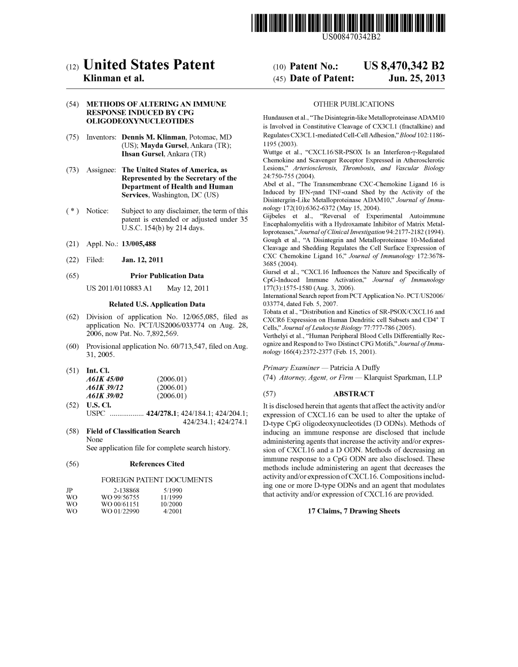 (12) United States Patent (10) Patent N0.: US 8470342 B2