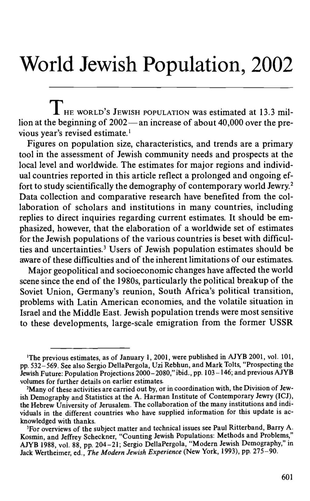 World Jewish Population, 2002