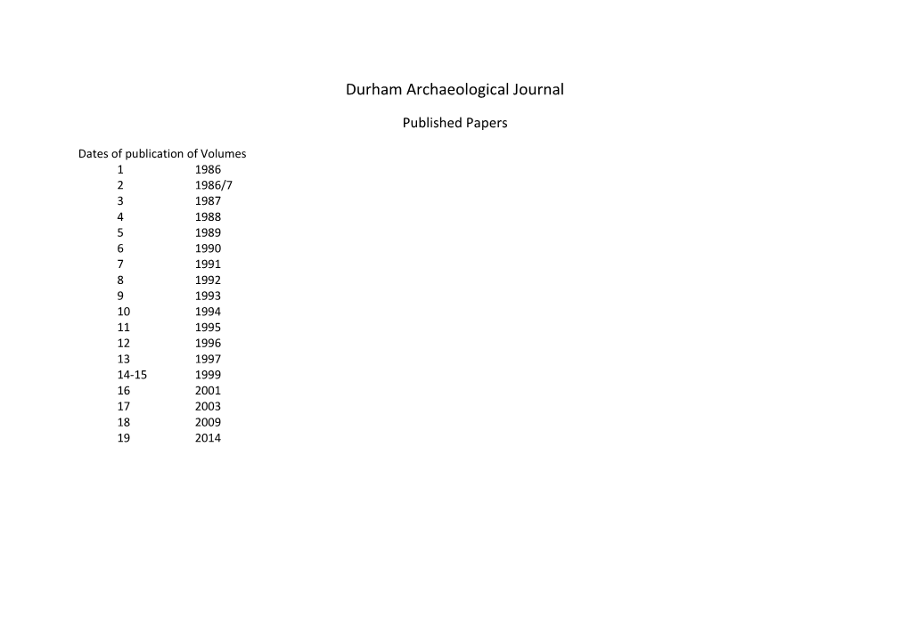 Durham Archaeological Journal