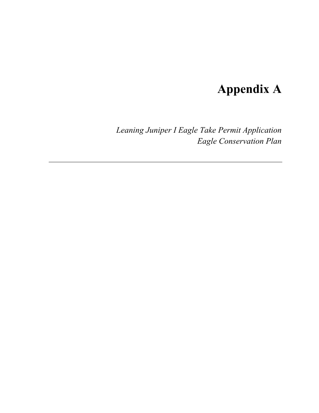 Appendix a Eagle Conservation Plan