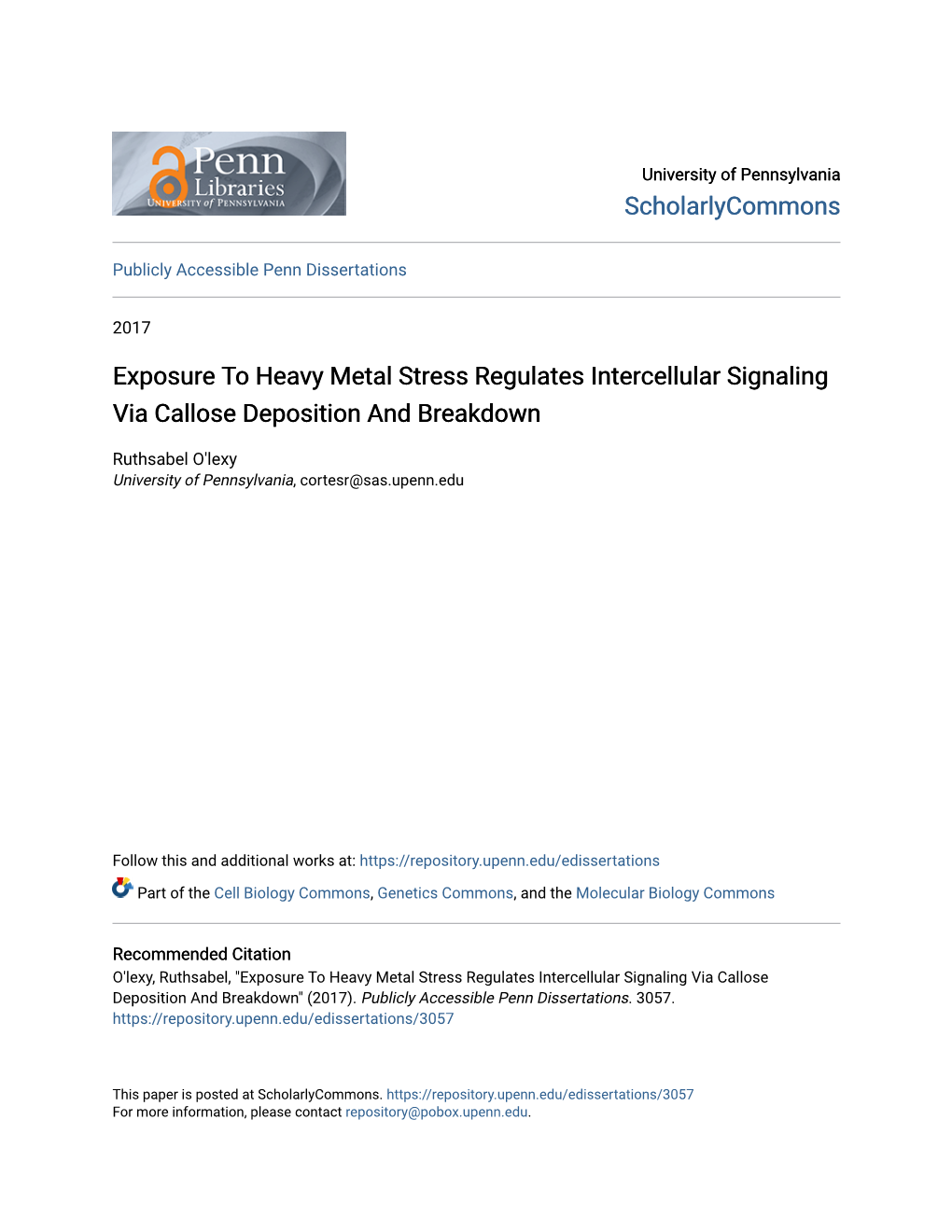 Exposure to Heavy Metal Stress Regulates Intercellular Signaling Via Callose Deposition and Breakdown