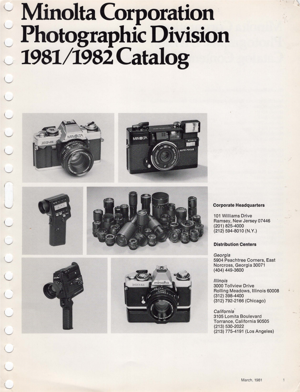 Minolta Corporation Photographic Division 1981/1982 Catalog