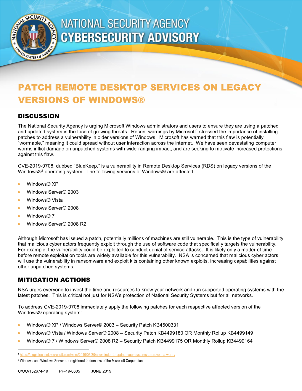 Patch Remote Desktop Services on Legacy Versions of Windows®