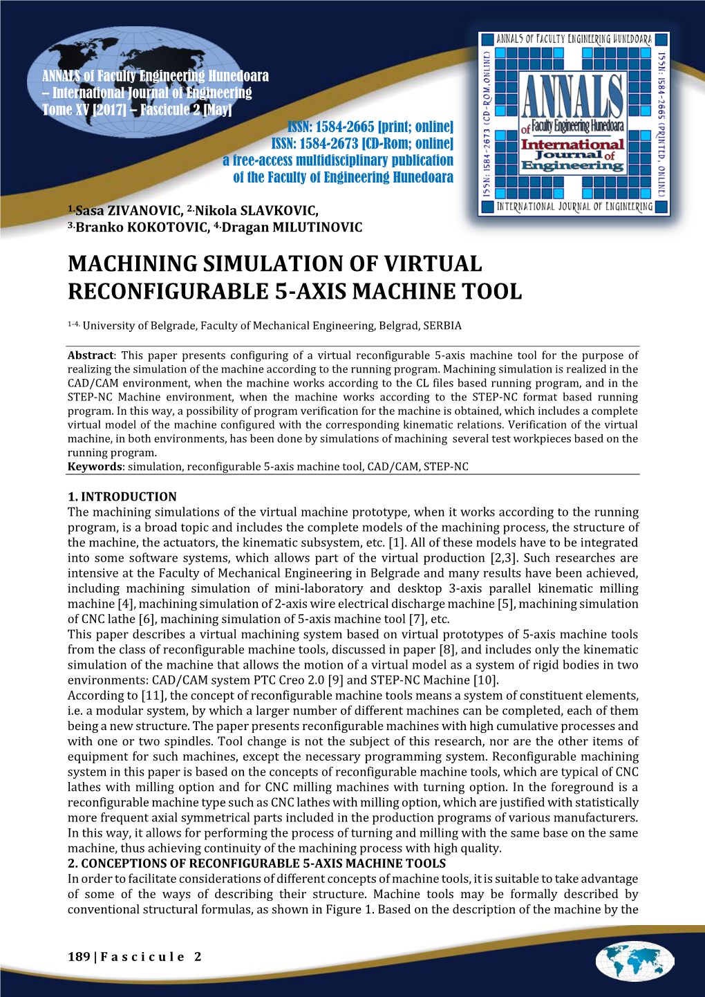 Machining Simulation of Virtual Reconfigurable 5-Axis Machine Tool