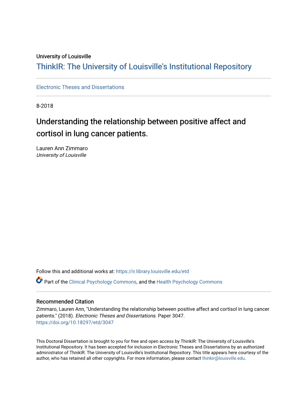 Understanding the Relationship Between Positive Affect and Cortisol in Lung Cancer Patients