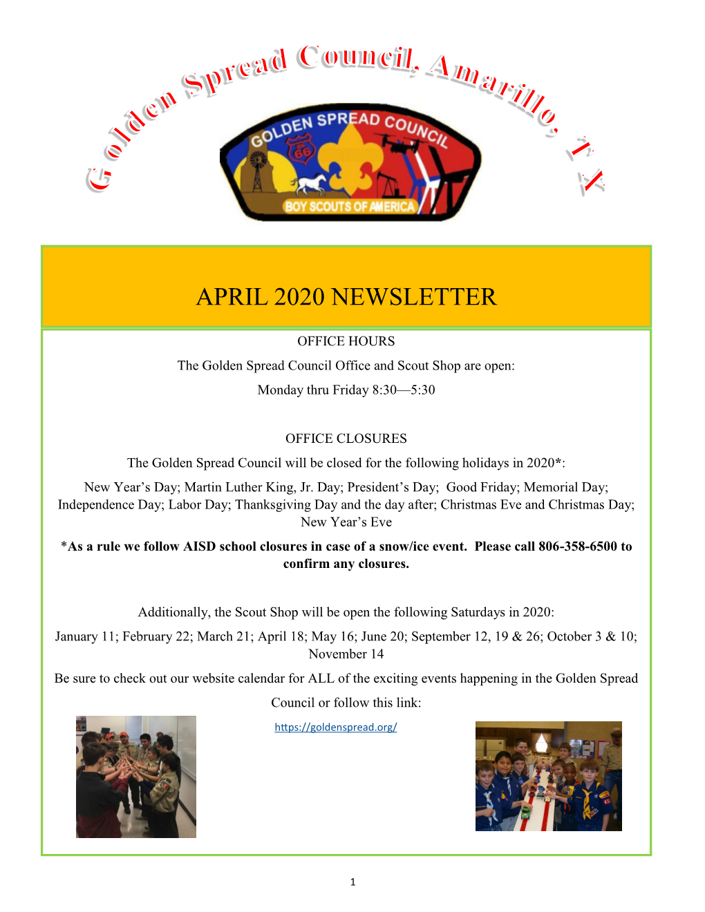 April 2020 Newsletter