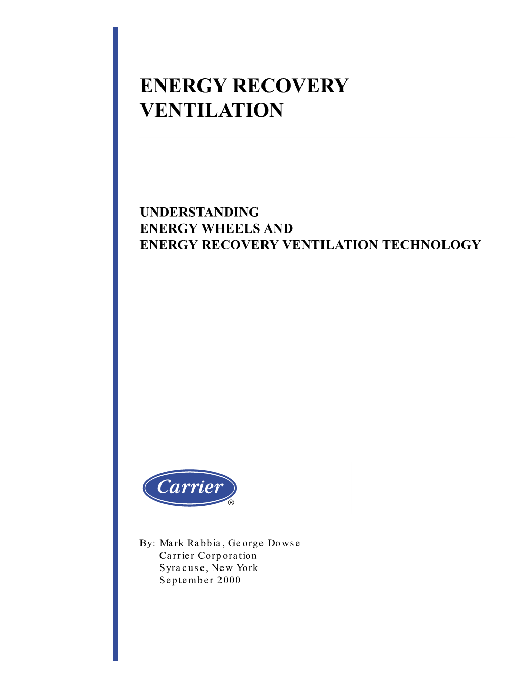 Energy Recovery Ventilation