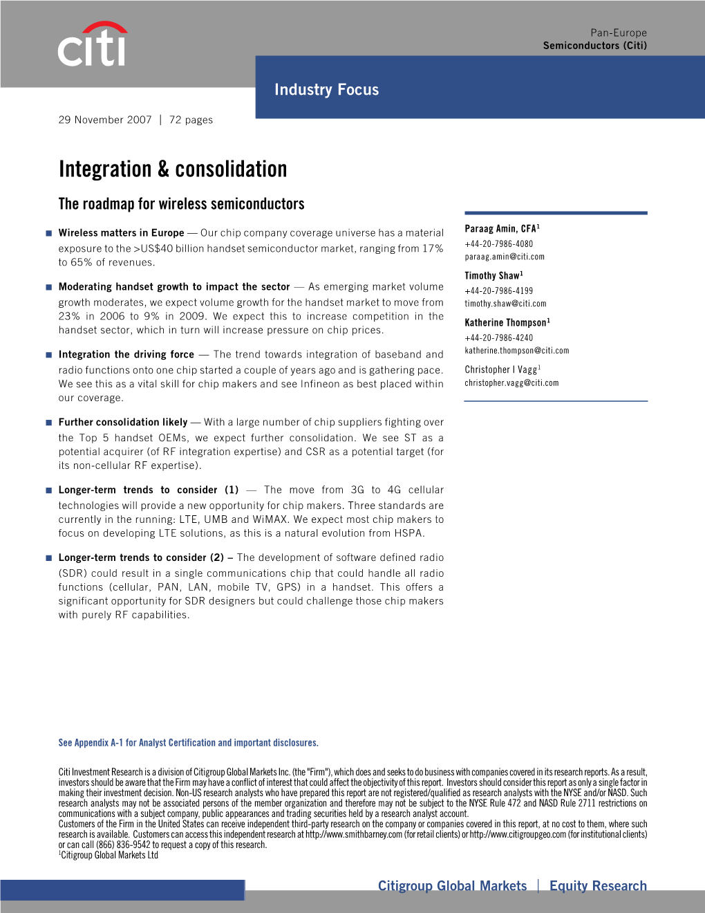Integration & Consolidation