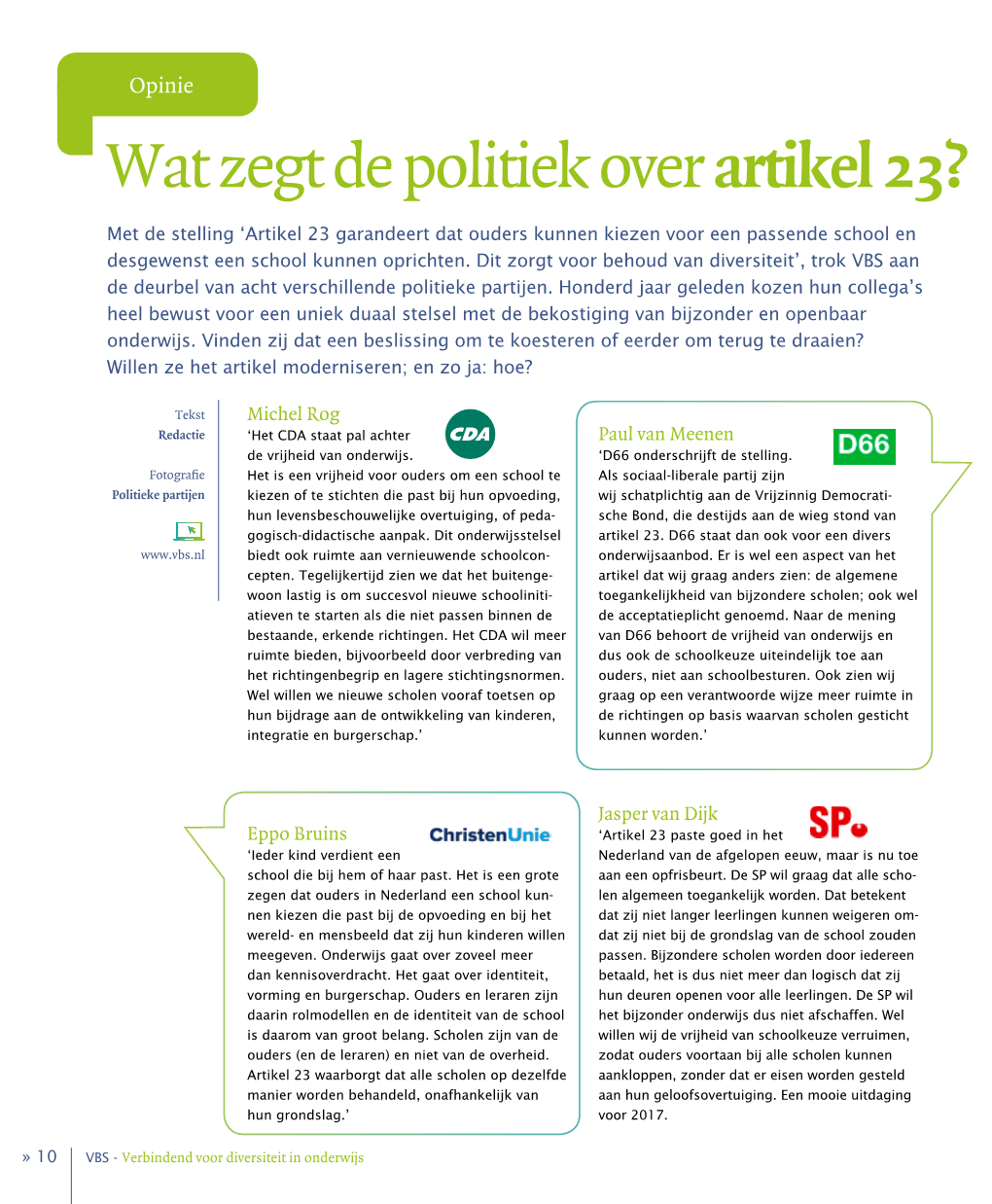 Wat Zegt De Politiek Over Artikel 23?