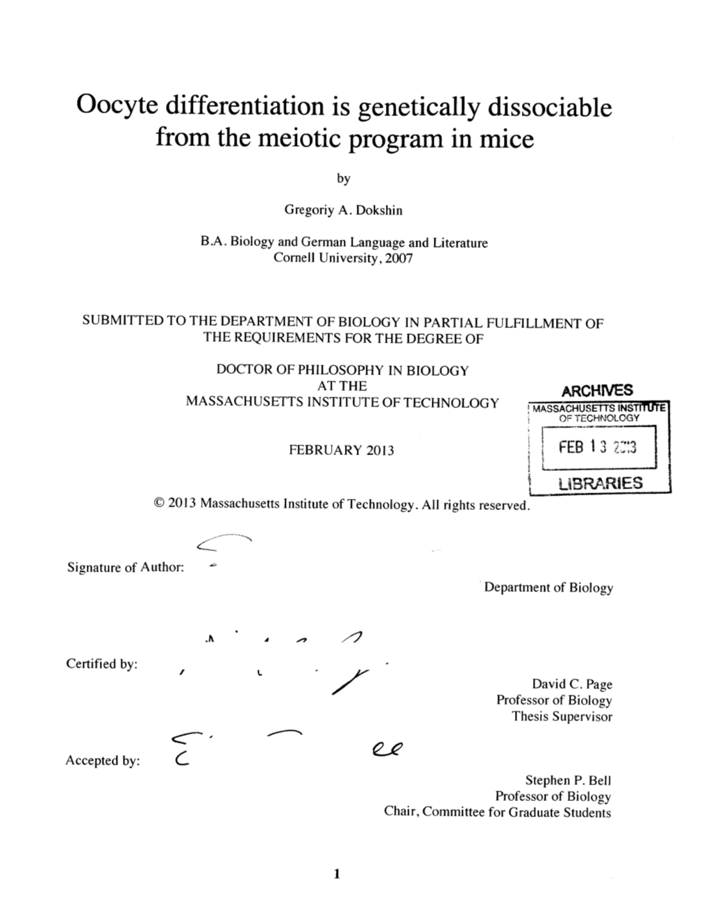 Oocyte Differentiation Is Genetically Dissociable from the Meiotic Program in Mice