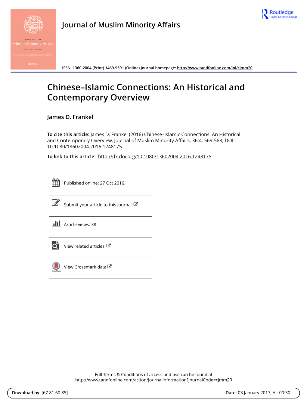 Chinese–Islamic Connections: an Historical and Contemporary Overview