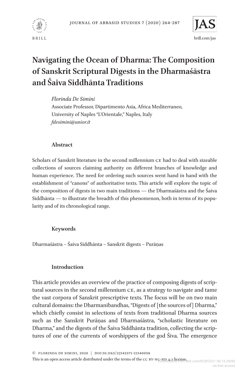 Navigating the Ocean of Dharma: the Composition of Sanskrit Scriptural Digests in the Dharmaśāstra and Śaiva Siddhānta Traditions