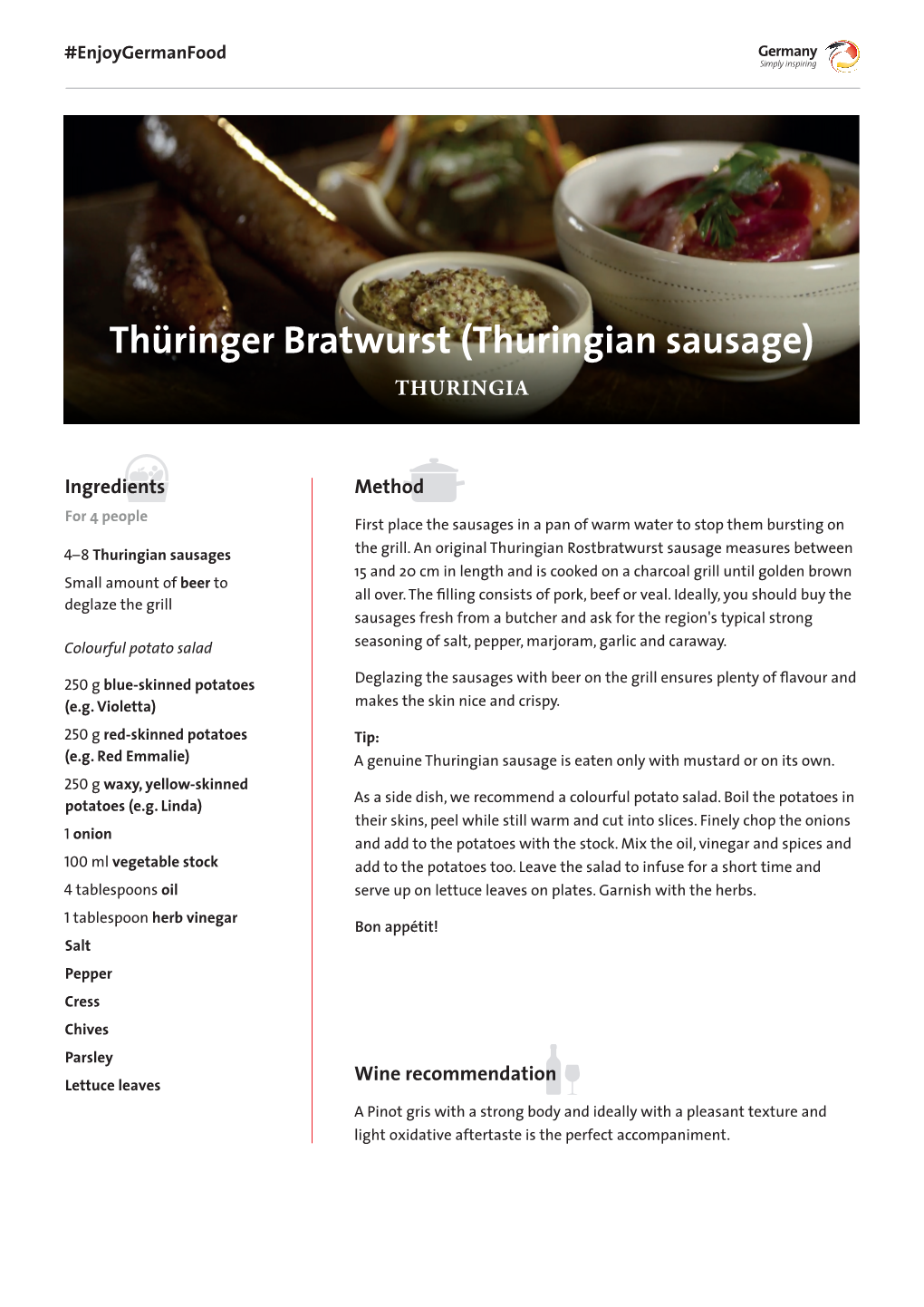 Thüringer Bratwurst (Thuringian Sausage) THURINGIA