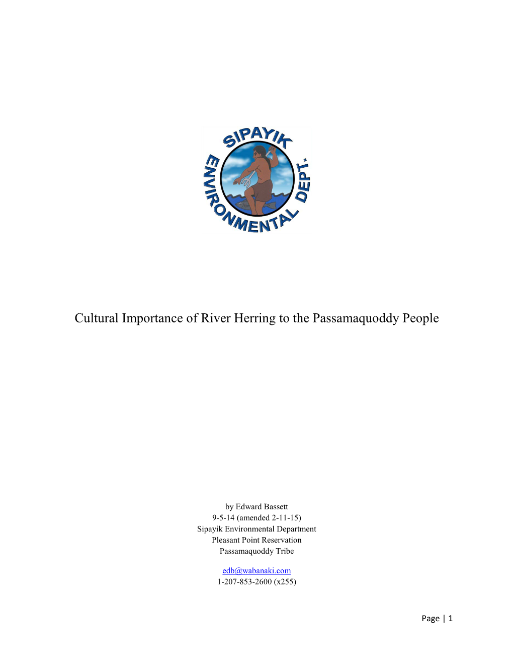 Cultural Importance of River Herring to the Passamaquoddy People