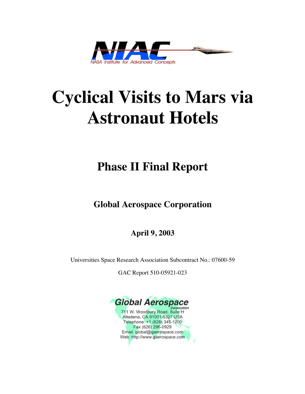 Cyclical Visits to Mars Via Astronaut Hotels