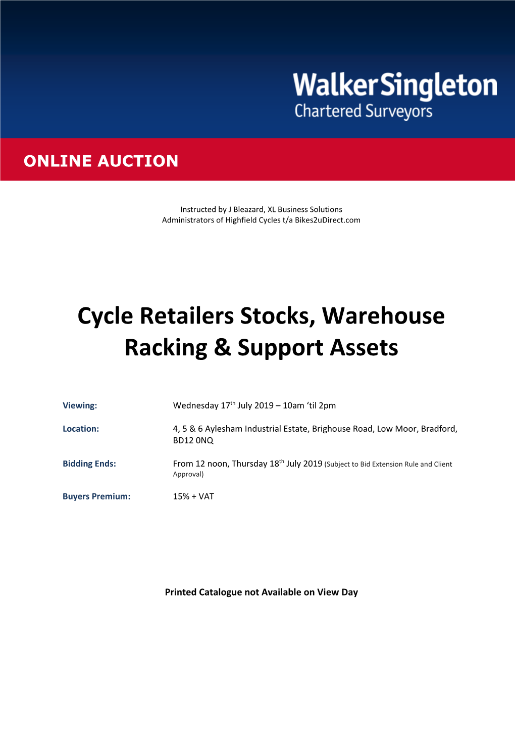 Cycle Retailers Stocks, Warehouse Racking & Support Assets