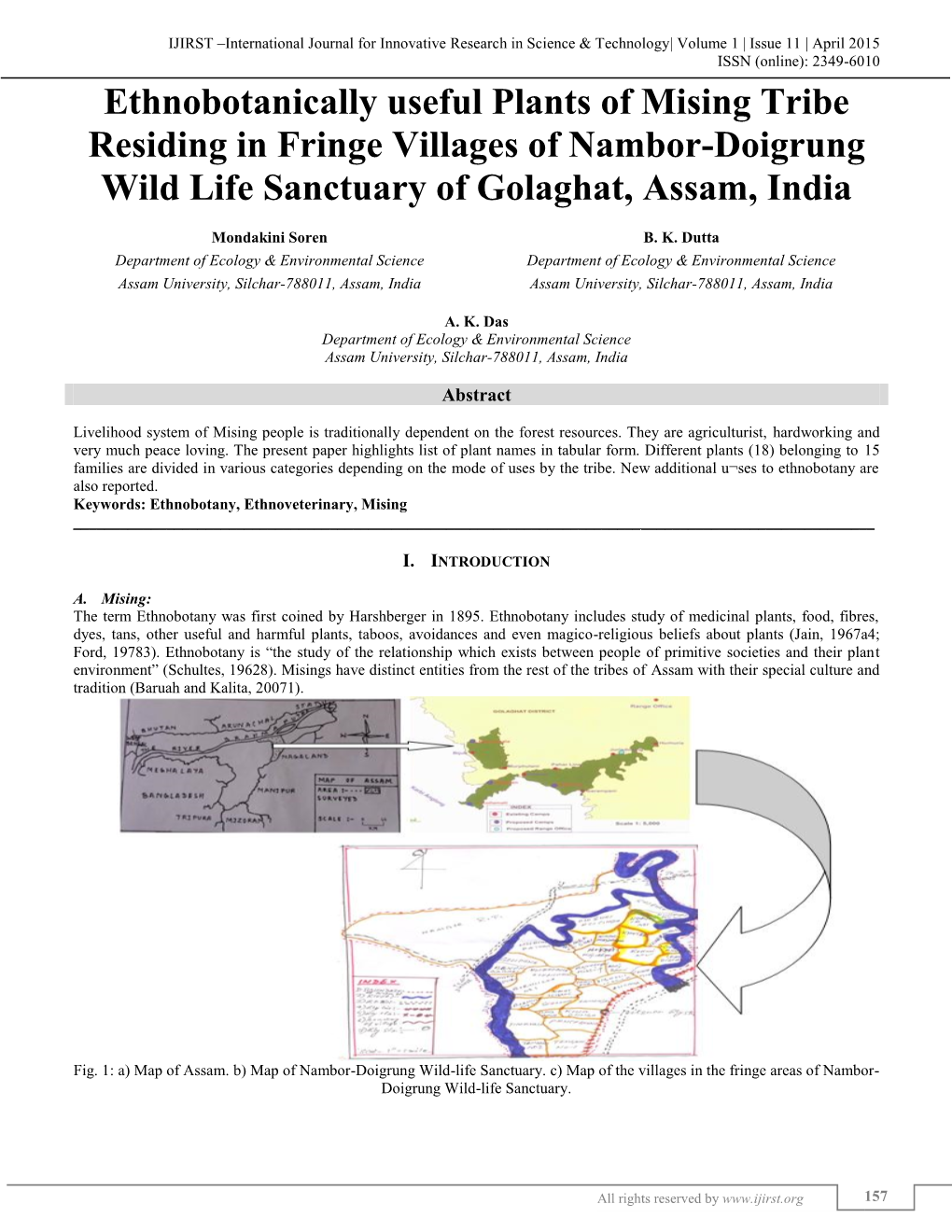 Ethnobotanically Useful Plants of Mising Tribe Residing in Fringe Villages of Nambor-Doigrung