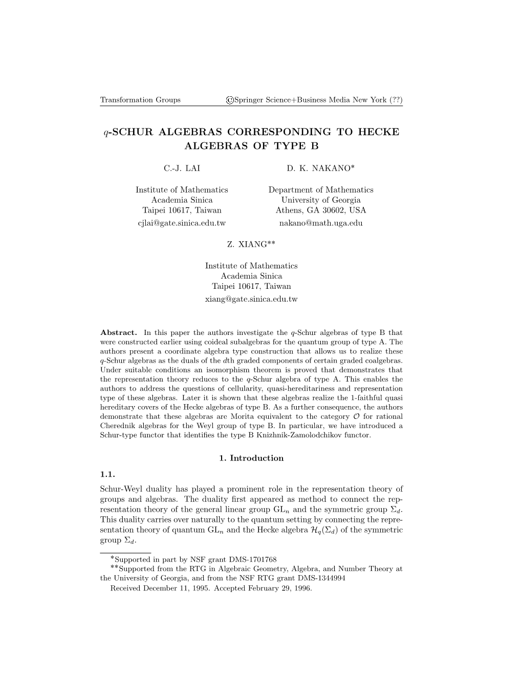 G-SCHUR ALGEBRAS CORRESPONDING to HECKE