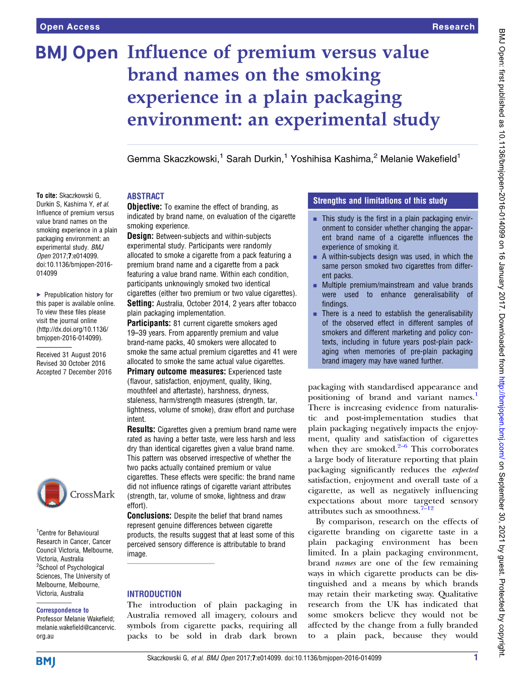 Influence of Premium Versus Value Brand Names on the Smoking