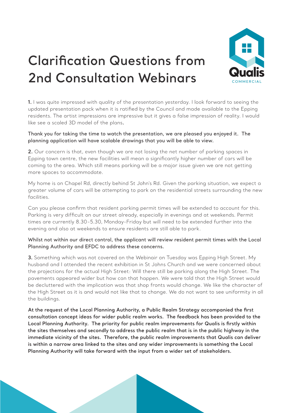 Clarification Questions from 2Nd Consultation Webinars