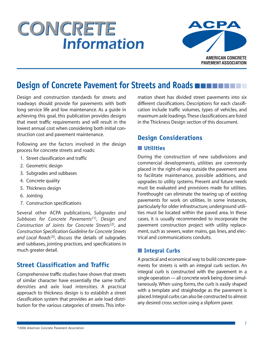 Design of Concrete Pavement for Streets and Roads