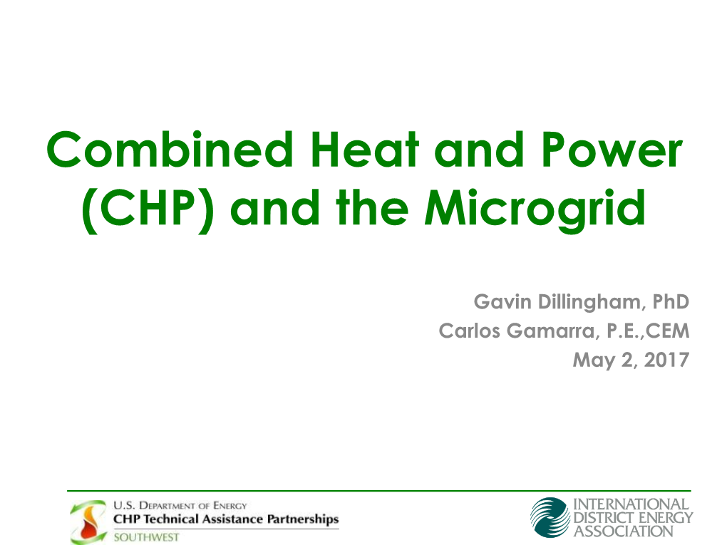 Combined Heat and Power (CHP) and the Microgrid