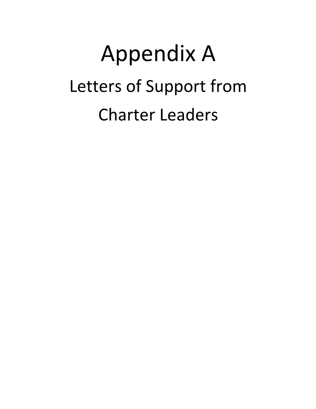 Appendix a Letters of Support from Charter Leaders