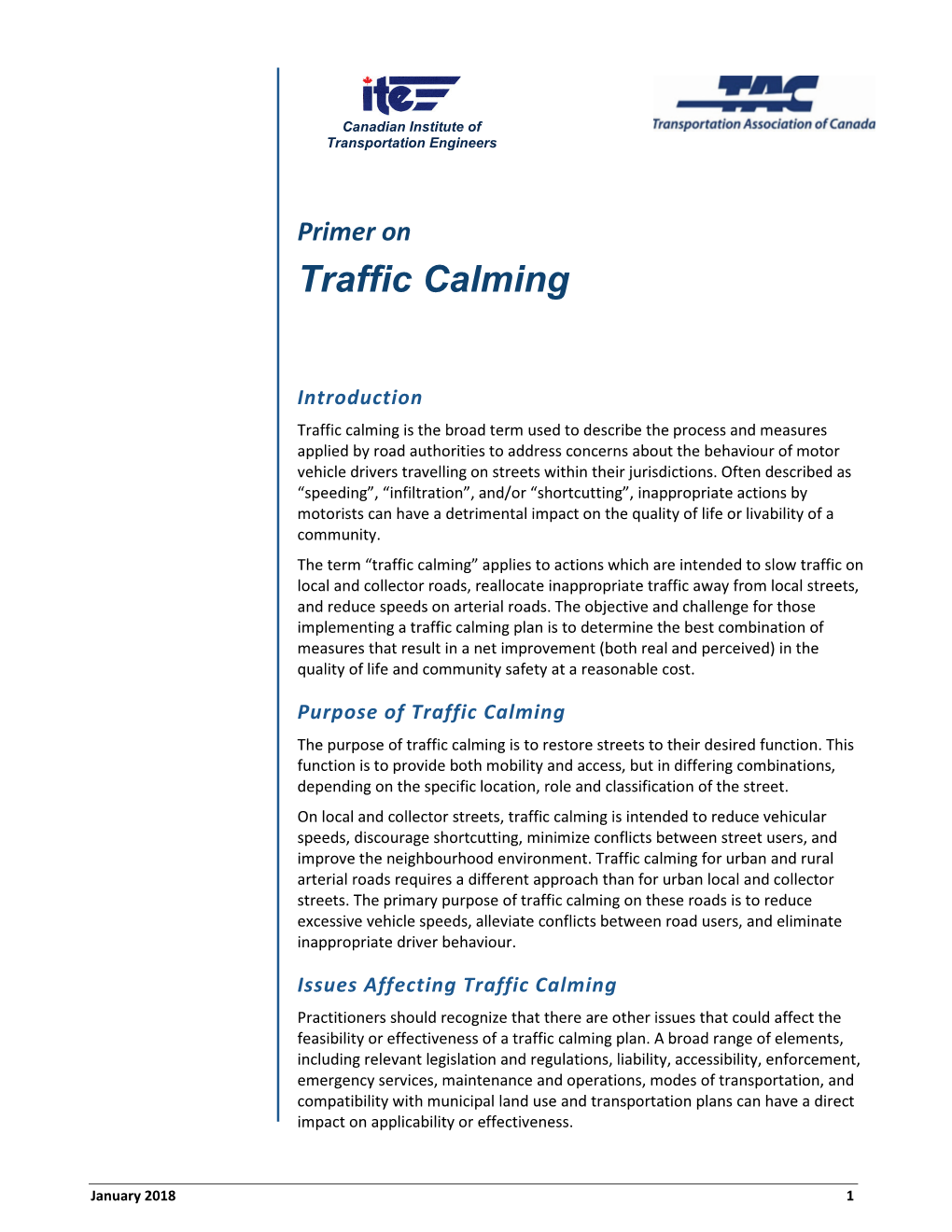 Primer on Traffic Calming