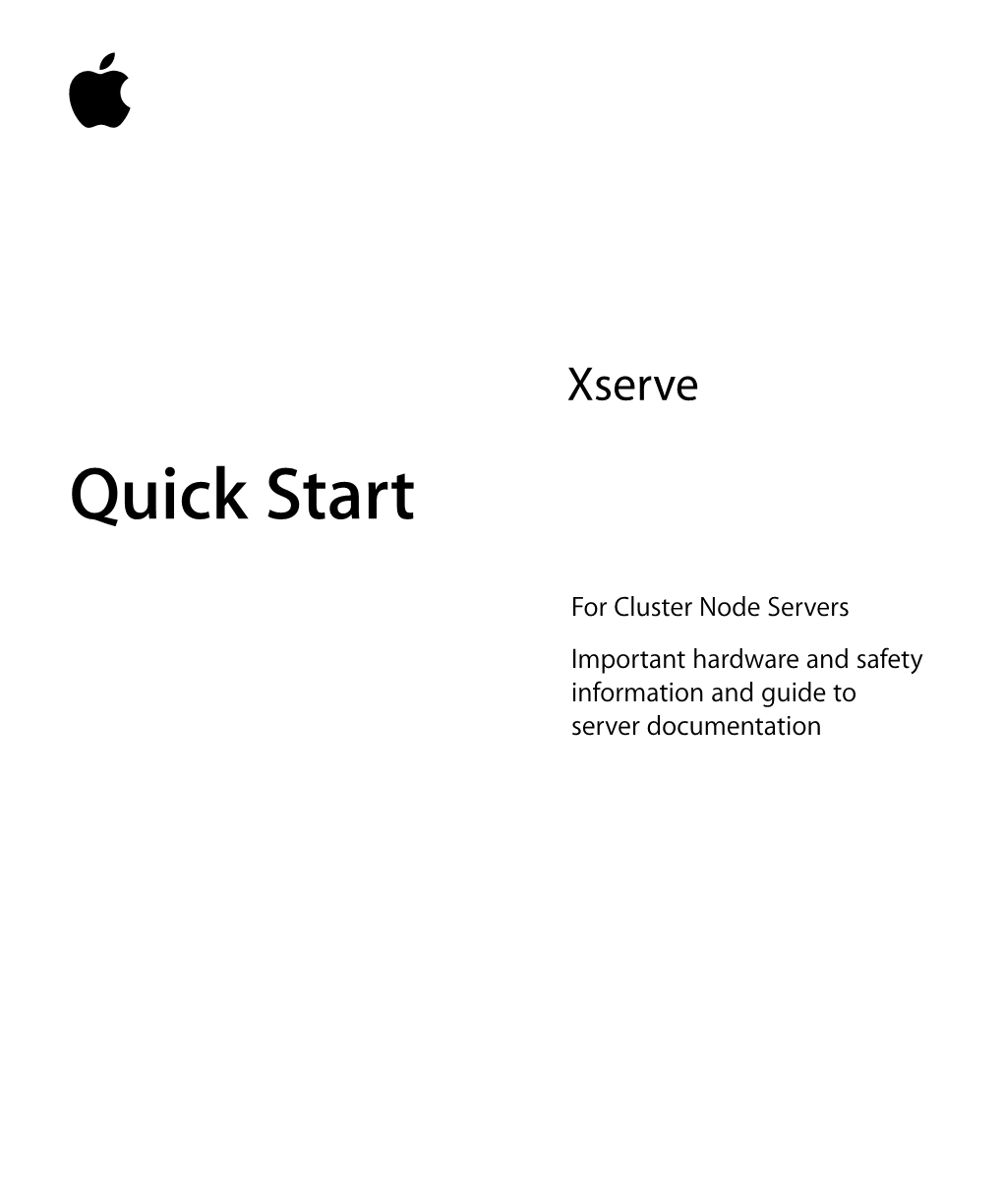 Xserve Quick Start: for Cluster Node Servers (Manual)