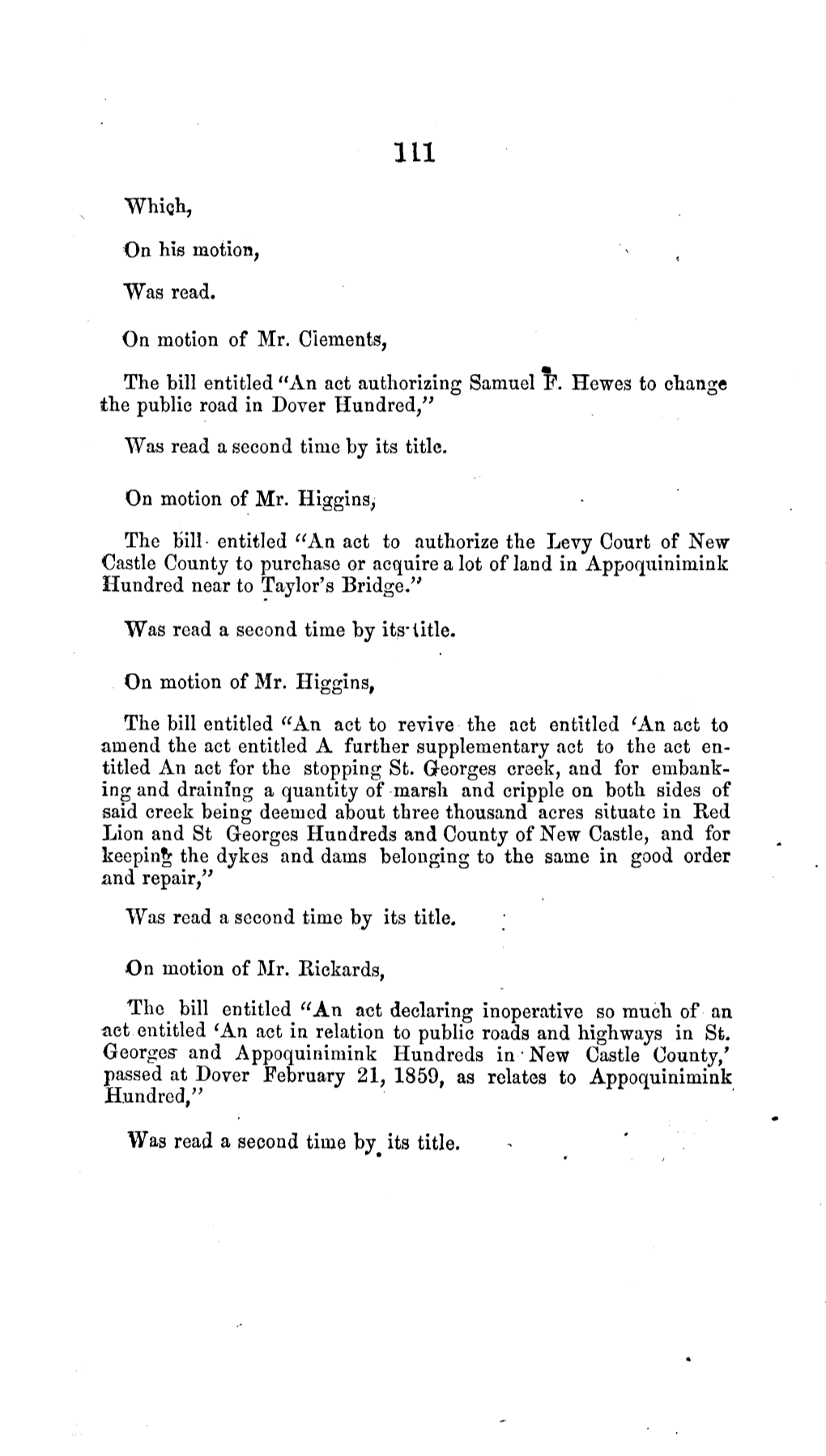 An Act Authorizing Samuel F. Hewes to Change