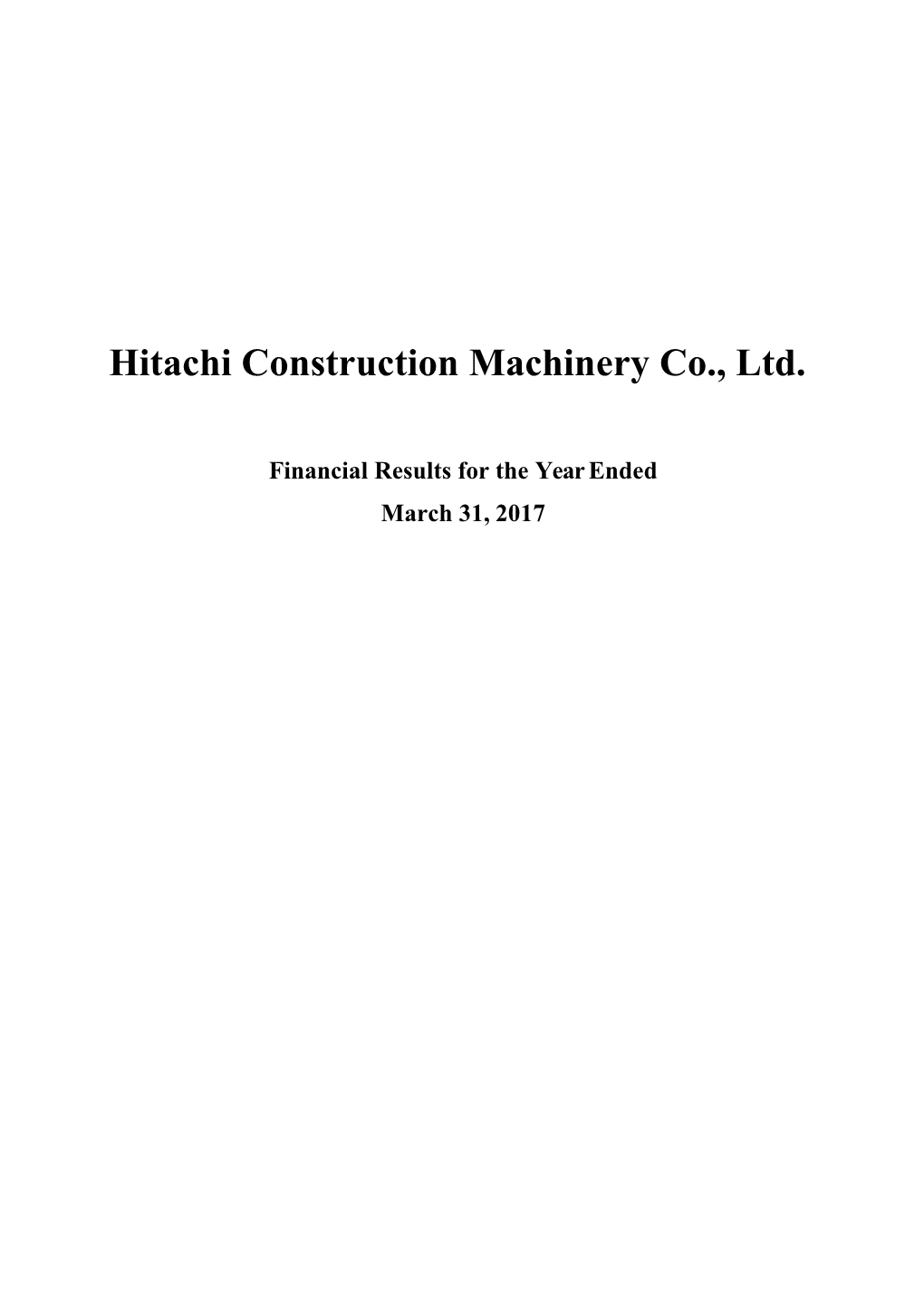 Hitachi Construction Machinery Co., Ltd