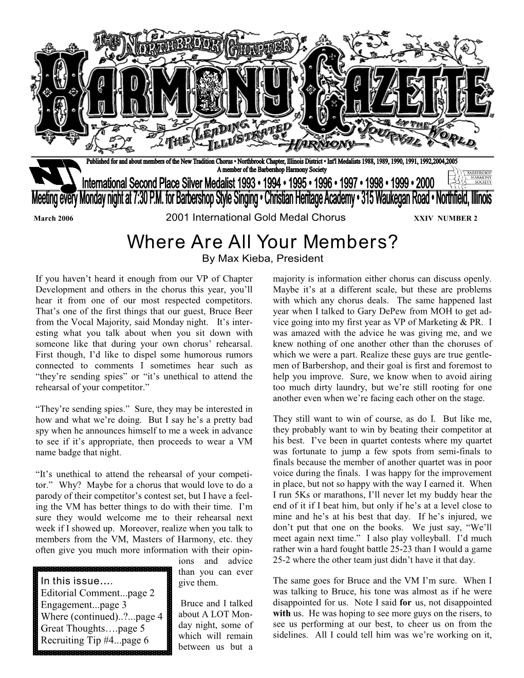 Harmony Gazette March 2006