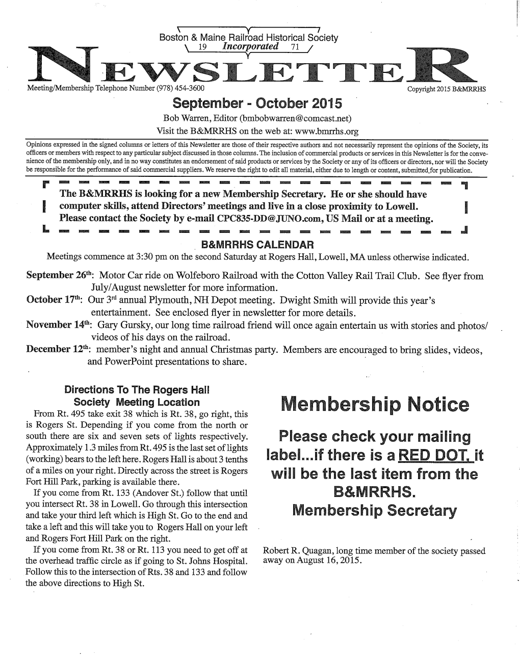 Membership Notice Is Rogers St
