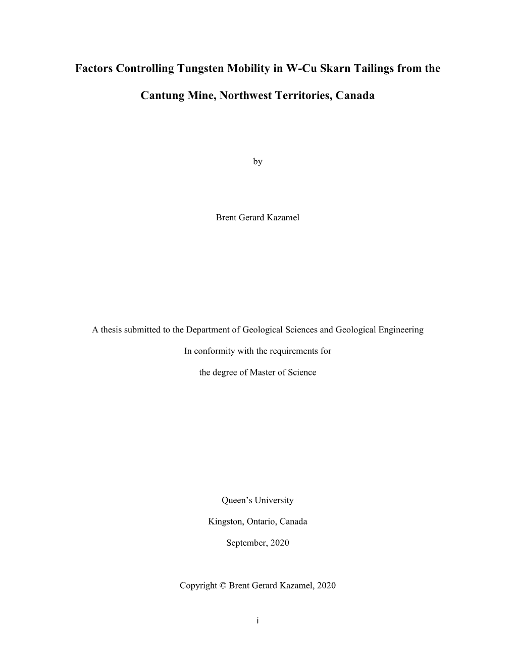 Factors Controlling Tungsten Mobility in W-Cu Skarn Tailings from The