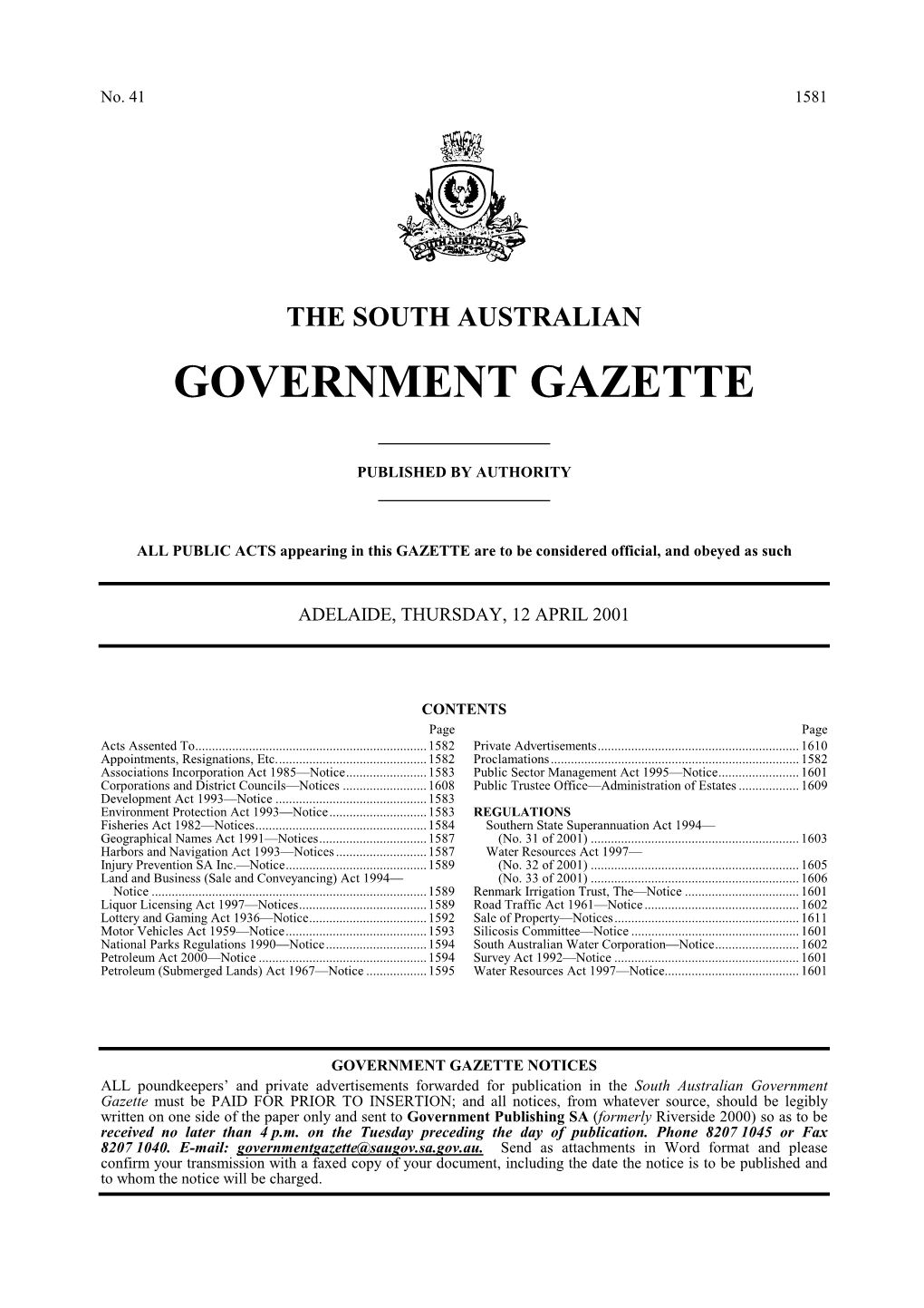 Government Publishing SA (Formerly Riverside 2000) So As to Be Received No Later Than 4 P.M