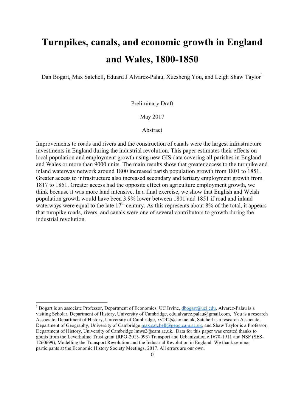 Turnpikes, Canals, and Economic Growth in England and Wales, 1800-1850