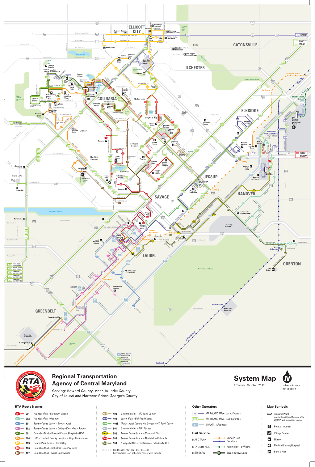 System Map Agency of Central Maryland Effective: October 2017 Schematic Map Not to Scale Serving: Howard County, Anne Arundel County