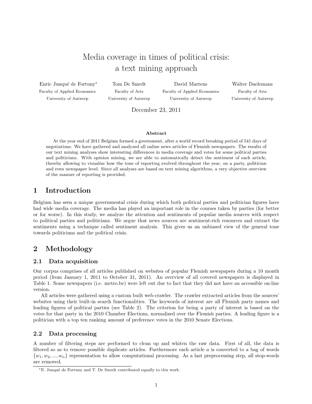 Media Coverage in Times of Political Crisis: a Text Mining Approach