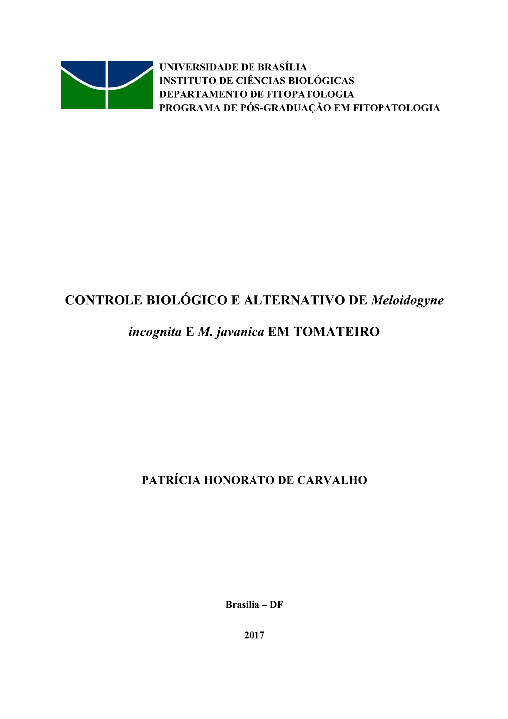 CONTROLE BIOLÓGICO E ALTERNATIVO DE Meloidogyne